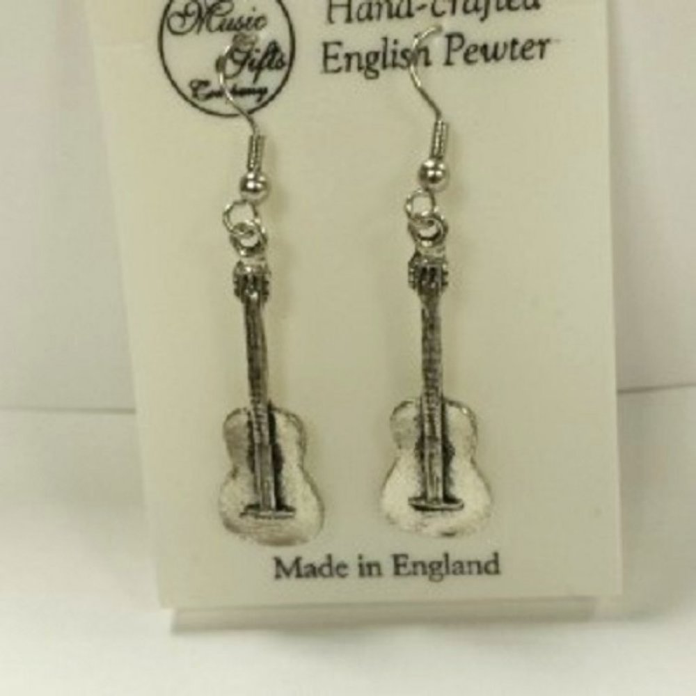 Spanish Guitar Pewter Earrings